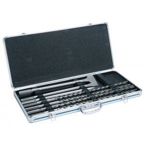 MAKITA-Set Meißel und SDS-Max-Bohrer im Al-Koffer: Bohrer 18, 20, 22, 25x540 mm, Eckzahn + 2x Flachmeißel 25 mm D-42494