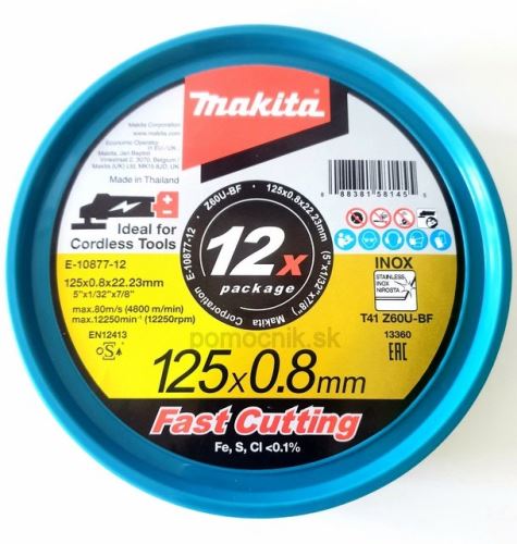 MAKITA Edelstahl-Trennscheibe 125x0,8x22,23 mm, 12 Stück neuE-22953-12 E-10877-12