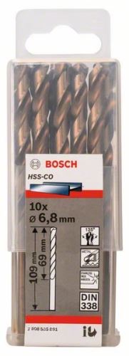 BOSCH Bohrer für Metall HSS-Co, DIN 338 6,8 x 69 x 109 mm (10 Stück) 2608585891