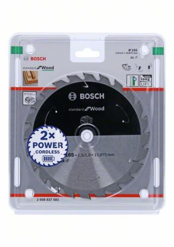 BOSCH Sägeblatt für Akku-Sägen; Standard für Holz 165x15,875x1,5/1,0x24T 2608837681