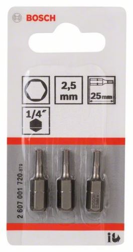 BOSCH Schraubendreher-Bit extra hart Extra-Hart HEX 2,5, 25 mm (3 Stück) 2607001720