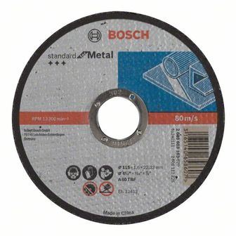 BOSCH Trennscheibe gerade Standard für Metall A 30 S BF, 115 mm, 22,23 mm, 2,5 mm 2608603164