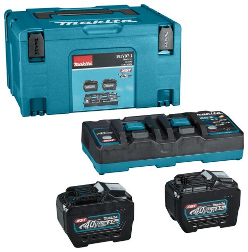 MAKITA Li-ion XGT 40V Set 2 Stk. BL4080F + 1 Stk. Doppelladegerät DC40RB + 1 Stk. Makpac 191Y97-1