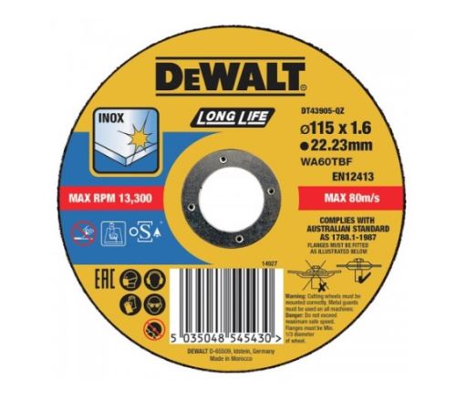 DeWALT Trennscheibe 115 x 22,2 x 1,6 mm DT43905